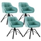 WOLTU Lot de 4 Chaises Pivotante à 360°,Chaise Salle à Manger en Velours,Fauteuil Scandinave,Pieds en Métal,Vert Turc W0ATT0124-4