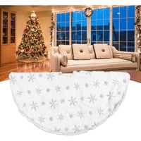 Jupe de sapin de Noël de 90cm, forme ronde, douce, confortable, blanche, tapis de pied pour arbre de Noël pour la maison (argent)