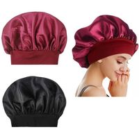 2 Bonnets de nuit doux pour femme nuit nuit sommeil molle et serré Bonnet en satin pour Femme Dormir Bonnet Turbans de Cheveux Nuit