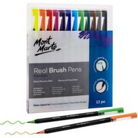 Mont Marte Feutre Coloriage – 12 Brush Pens – Peinture à mélange d'eau – pour Peinture, Dessin, Handlettering, Calligraphie