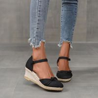 Chaussures d'été pour dames plate-forme talon compensé sandales à bout fermé sandales décontractées pour femmes Noir A3