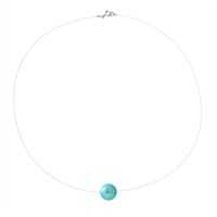 PERLINEA - Collier Perle de Culture d'Eau Douce AAA+ - Ronde 9-10 mm - Bleu Turquoise - Argent 925 Millièmes - Bijoux Femme