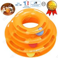 TD® Jouet pour Chat Labyrinthe Animaux de Compagnie 3 Balles 3 Circuits Chien Ludique Amusant Interactif Plateau Orange Amovible