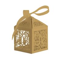 50pcs Cage de Boîte à Bonbons avec Ruban Organza, Boîte à Bonbonniere Or Oiseaux Des Amour pour Mariage Anniversaire Cadeau