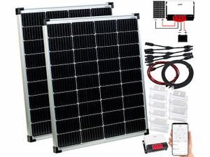 KIT PHOTOVOLTAIQUE Régulateur 20 A MPPT-90.app avec 2 panneaux solaires 110 W, supports et câbles