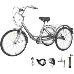 r/églable en noir pour sports de plein air Tricycle pour adulte avec dossier 7 vitesses shopping 7 vitesses