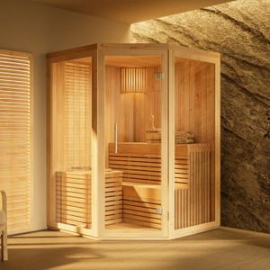 POÊLE POUR SAUNA Sauna intérieur FinnTherm Ylva - Marque: FINNTHERM - Dimensions: 141 x 141 cm - Design clair et convivial