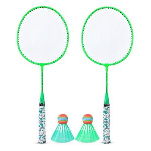 RAQUETTE DE BADMINTON FYDUN Ensemble de raquette de badminton Kit de Raquette de Badminton avec 2 Balles Jeu de Sport sport ensemble Vert fluorescent