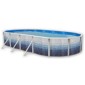 PISCINE TRENCADIS Piscine hors sol ovale en acier 915 x 457 x 120 cm (Kit complet piscine, Filtre, Skimmer et échelle)