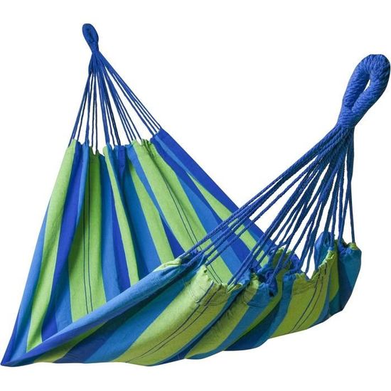 Hamac VidaXL Brun 210x150 Cm - Pour 2 Personnes, Coton/polyester, Barre En Bois, Charge 150kg