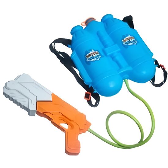 Pistolet à eau avec réservoir sac à dos - AC-DÉCO - Orange et gris - Pour adultes et enfants dès 4 ans