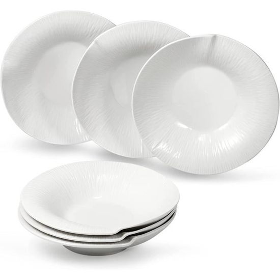 Assiettes Creuses Design MamboCat Lotta Lot De 6 Bols à Céréales I 250 Ml I Coupelle En Porcelaine Blanche Pour 6 Personnes I Bol Pour Salade, Fruits, Desserts, Collations, Etc. I Vaisselle