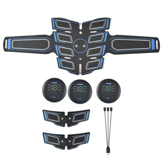 Grexemin Équipement d'entraînement stimulateur ABS, machine abdominale rechargeable par USB pour abdominaux, bras, jambes, équipement d' entraînement de force pour homme et femme