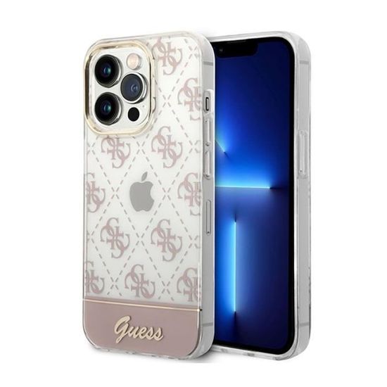 Guess GUHMP15XG4GFRP coque rigide rose iPhone 15 Pro Max 4G Collection Cuir Métal Logo