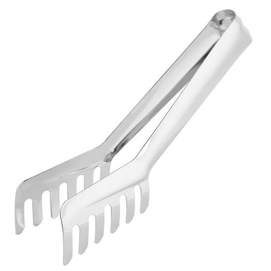 Pince à Pâtes En Silicone Et Inox - Longueur 33.5 Cm, Tête Crantée Antidérapante - Pour Cuisson, Barbecue, Salade - Manche Résistant à La Chaleur