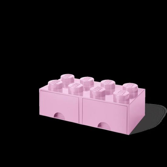 Boîte de rangement LEGO brique 8 avec 2 tiroirs-rose clair