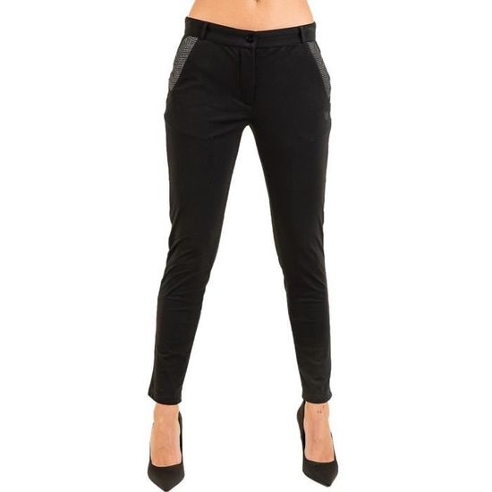 Pantalon basic slim uni ESSENTIELS CHRISTINA Noi argent Gris