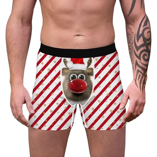 Boxer De Noël Pour Homme - Caleçon Amusant Pour Homme - Stretch Confortable - Motif De Noël - Sous-vêtements De Noël - Cadeau Pour Homme - Hiver, 1, XL