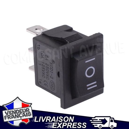 Interrupteurs à Bascule 3 Broches NOIR - Lot De 1, 2 Ou 5 - 250V 6A - Pour Projets électroniques