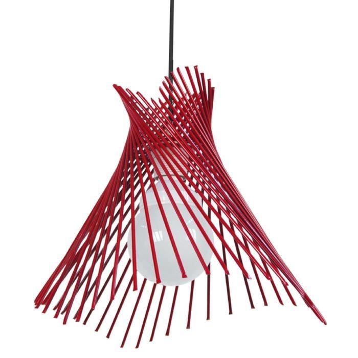 TOSEL Suspension 1 lumière - luminaire intérieur - acier rouge - Style urbain - H94cm L35cm P35cm