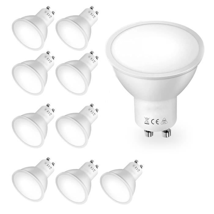 Lot de 10 Ampoules LED GU10 Spot 3W Spotlight Blanc Froid 16led Etanche  IP20 120° 50x55mm - Yuan Yuan - Cdiscount Maison