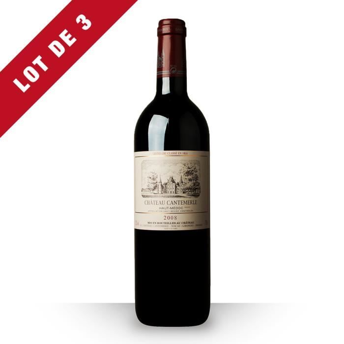 3X Château Cantemerle 2008 Rouge 75cl AOC Haut-Médoc - Vin Rouge