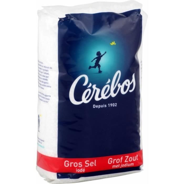 Cérébos Gros Sel Iodé 1Kg (lot de 20)