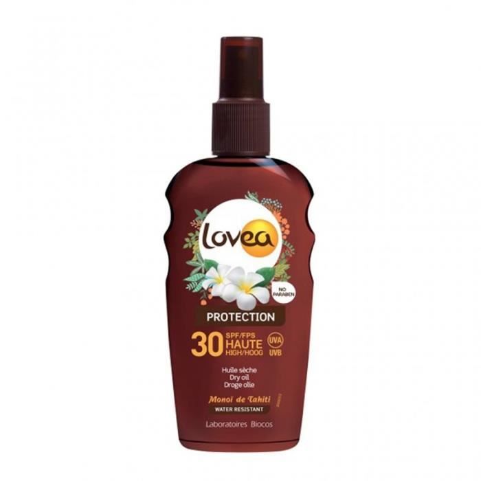 Lovea Huile Sèche Protection SPF 30 Monoï de Tahiti Water Resistant 200ml (lot de 2)