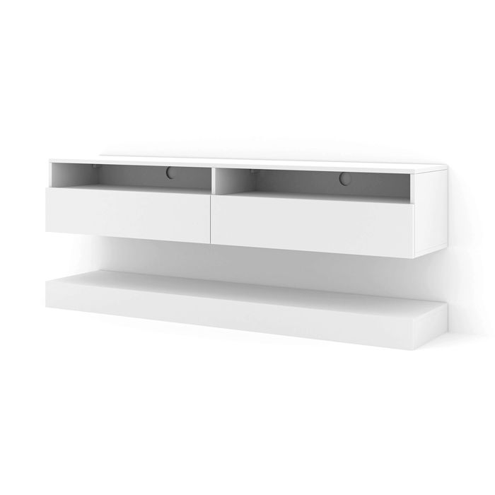 Meuble TV Duo 160 cm suspendu blanc mat sideboeard