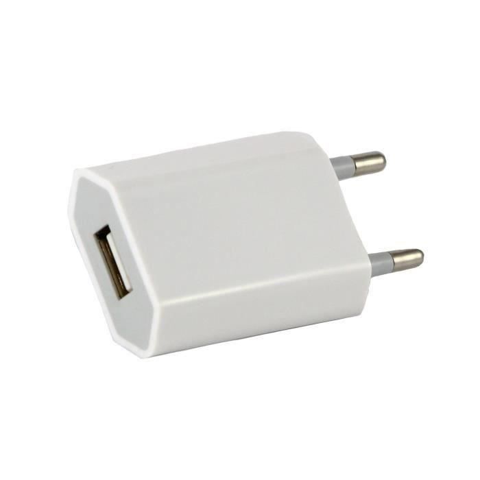 Chargeur Secteur Blanc Prise Murale Compatible Apple iPhone XSMAX-XR-XS-X-8PLUS-8-7PLUS-7-6PLUS-6-5-SE