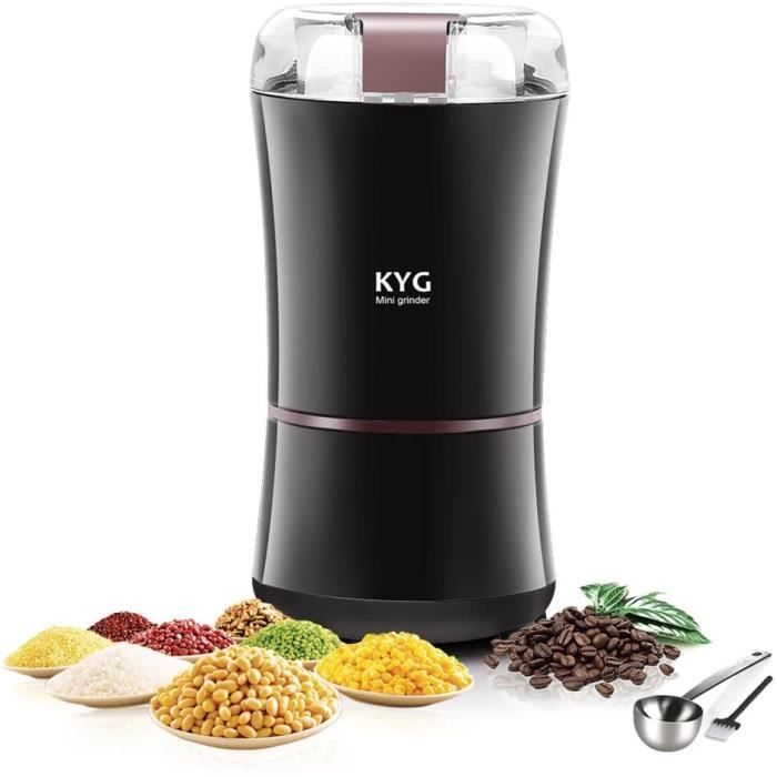 KYG Moulin à Café Électrique 300W, Broyeur à Graines de Lin, Noix, Poivre, Épices, Semences de Café et Autres avec Lames en Acier In