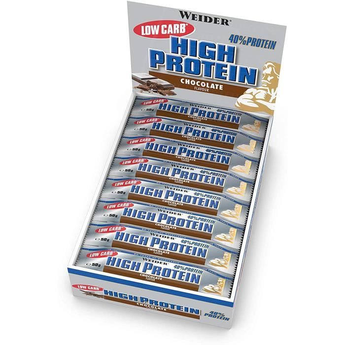 Weider 40% Protein Low Carb Barre Chocolat 24 x 50 gm