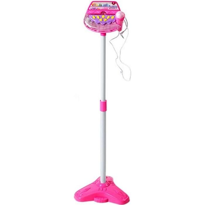 Karaoké Microphone pour Enfants, Réglable Enfants Micro Musical Jouet avec Microphones Micro Karaoke Jeu Cadeau pour Enfants, Rose