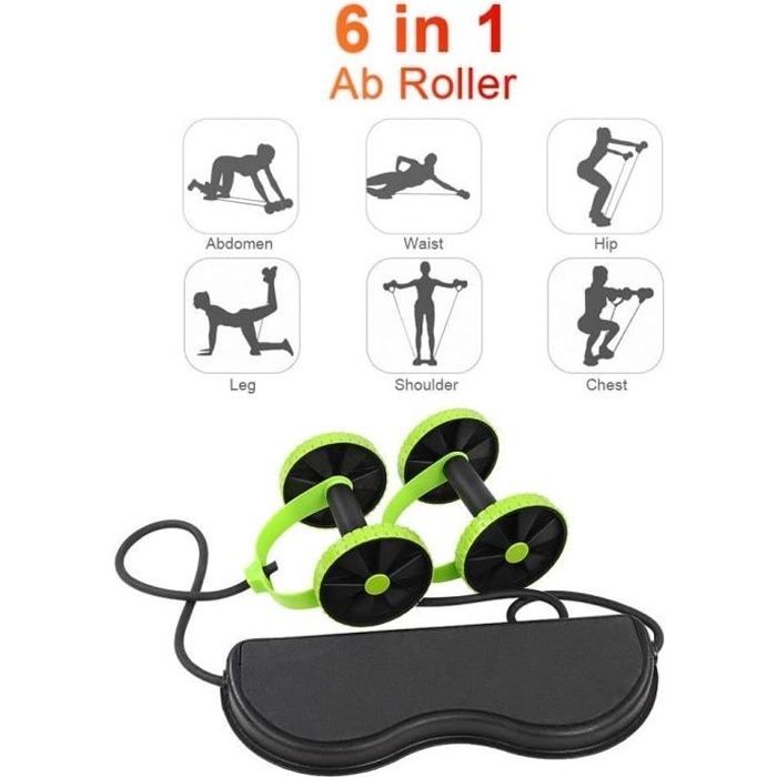 BABI Sport Core Double AB Roller Exercice Équipement, Stabilité Antidérapante Roue Abdominale Multifonctionnelle , Hommes Femmes Abd