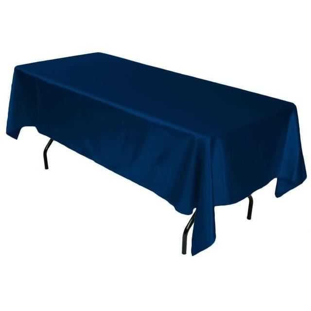 bleu marin Nappe en satin blanc-noir, rectangulaire, à double bord, cousue, pour la décoration de mariage, de