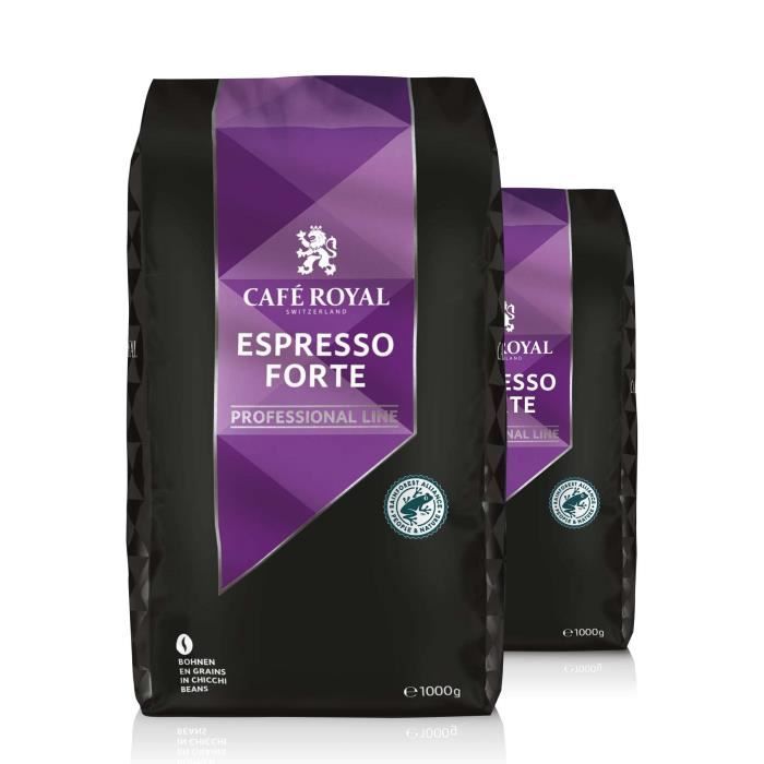 CAFE ROYAL PRO - LOT 2 x 1KG CAFE GRAINS - ESPRESSO FORTE - Certifié Rainforest