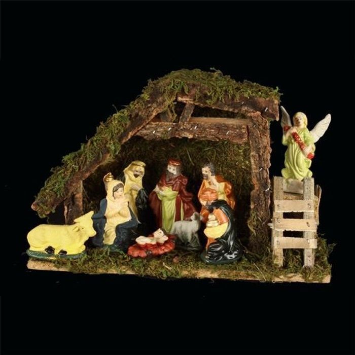Crèche de Noël en porcelaine - Avec 8 santons