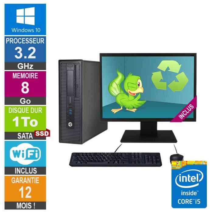 Pc Hp 800 G1 Sff Core I5-4570 3.20ghz 8go-1to Ssd Wifi W10 + Ecran 24