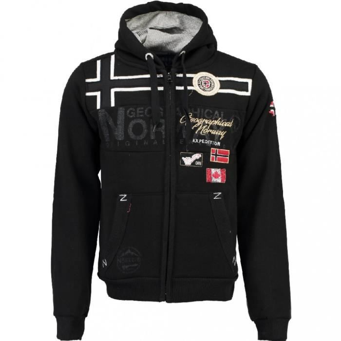 Sweat zippé Noir Homme Geographical Norway Garadock