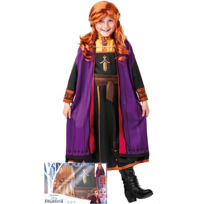 RUBIE'S. Déguisement Anna Frozen La Reine des Neiges 2 avec Perruque pour fille. 7 ans. Enfant