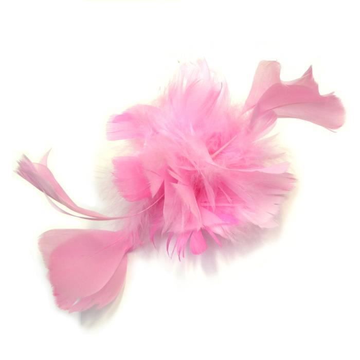 Broche fleur - pince cheveux mariage plumes taille 20cm - rose - RC004812