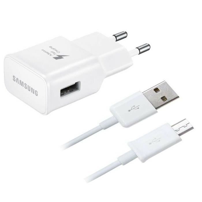 Chargeur Samsung Rapide EP-TA20EWE + Cable USB ECB-DU4AWE pour Tablette Samsung Galaxy TAB 3 Lite 7.0 T210 Couleur Blanc