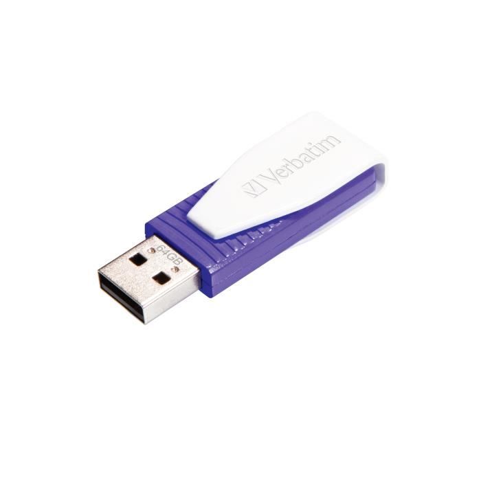 Verbatim Store 'n' Go Swivel, 64 Go, 2.0, Connecteur USB Type-A, Pivotant, violet
