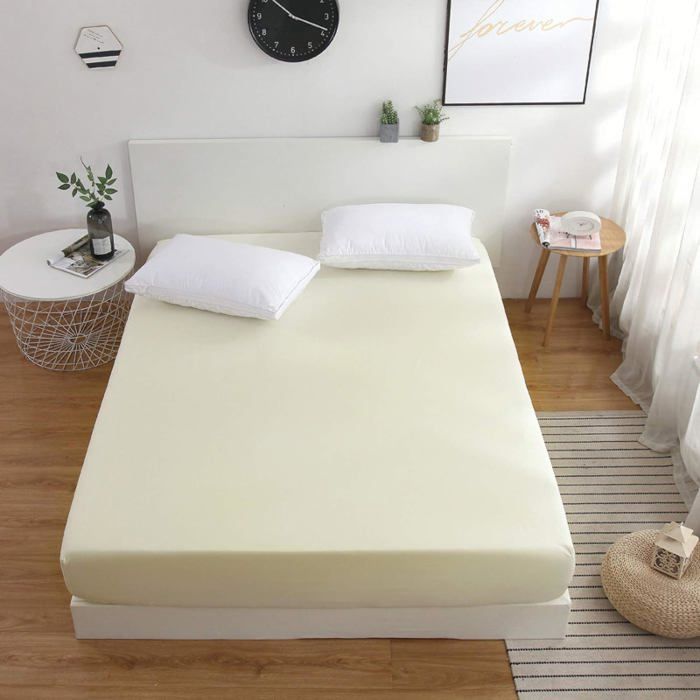 Drap housse b30 satin de coton uni vert canard | Garnier