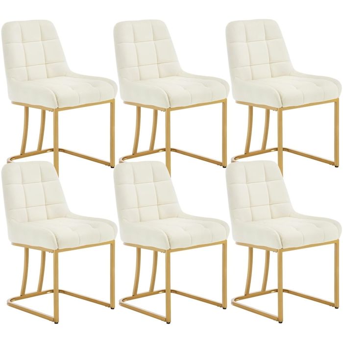 WOLTU Chaise Salle à Manger Lot de 6 Chaise Salon en Velours Rembourrée Structure Métallique en Forme darc Crème W0ATT0531-6 WOLTU Chaise Salle à Manger Lot de 6 Chaise Salon en Velours Rembourrée Structure Métallique en Forme darc Crème W0ATT0531-6
