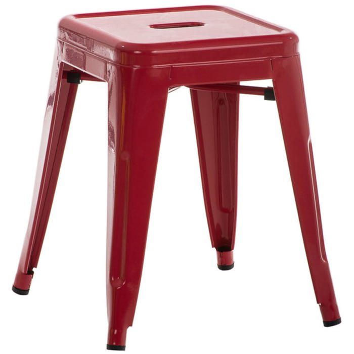 Tabouret bas design industriel hauteur fixe 46 cm en metal rouge 10_0005493 Tabouret bas design industriel hauteur fixe 46 cm en metal rouge 10_0005493