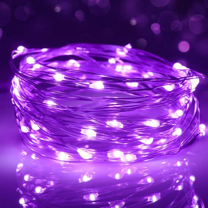 Guirlande lumineuse LED 3 m 30 LED fonctionne à piles étanche pour jardin extérieur fête de mariage Noël (violet)