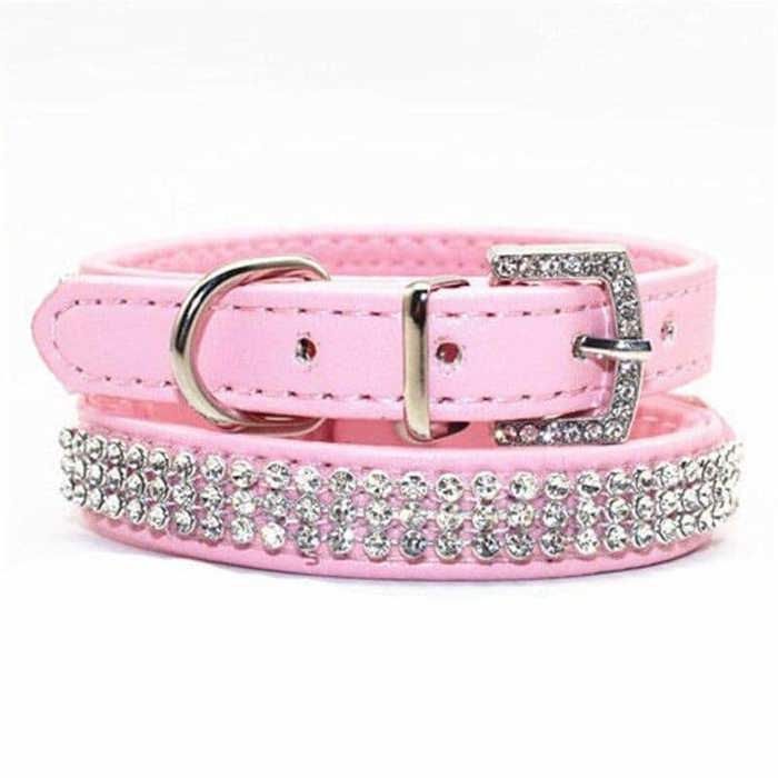 Comparer les prix de Collier pour chat en cuir PU et strass - Rose M 2,0-42 cm