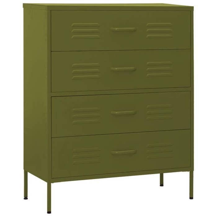 Commode Armoire de chambre - mango - Vert olive 80x35x1015 cm - Acier M114