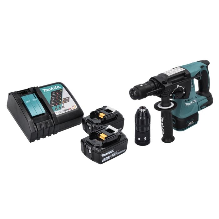 Makita DHR 243 RT Marteau perforateur sans fil 18 V SDS plus Brushless + 2x batterie 5 0 Ah + chargeur - vue 2